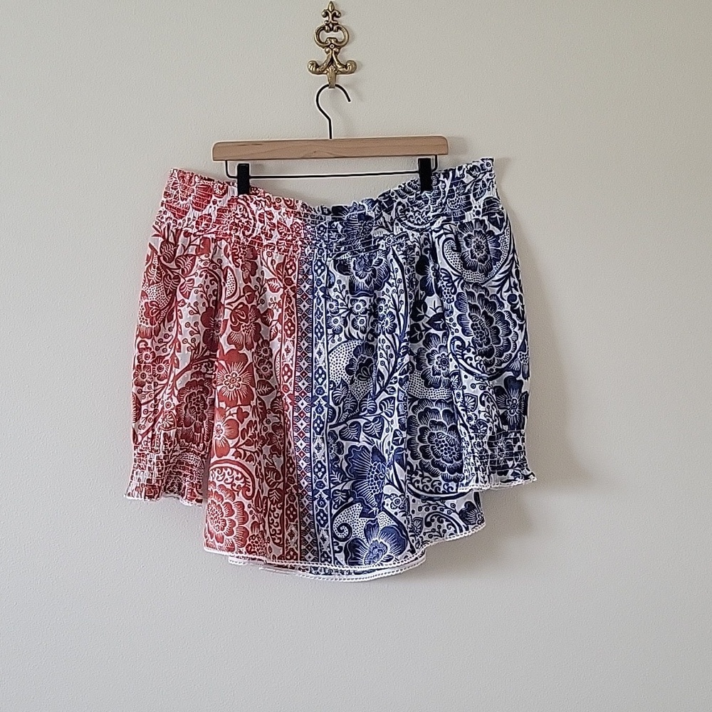 Chico's Off the Shoulder Blue Orange Blouse Size Large/14 - Picture 5 of 9